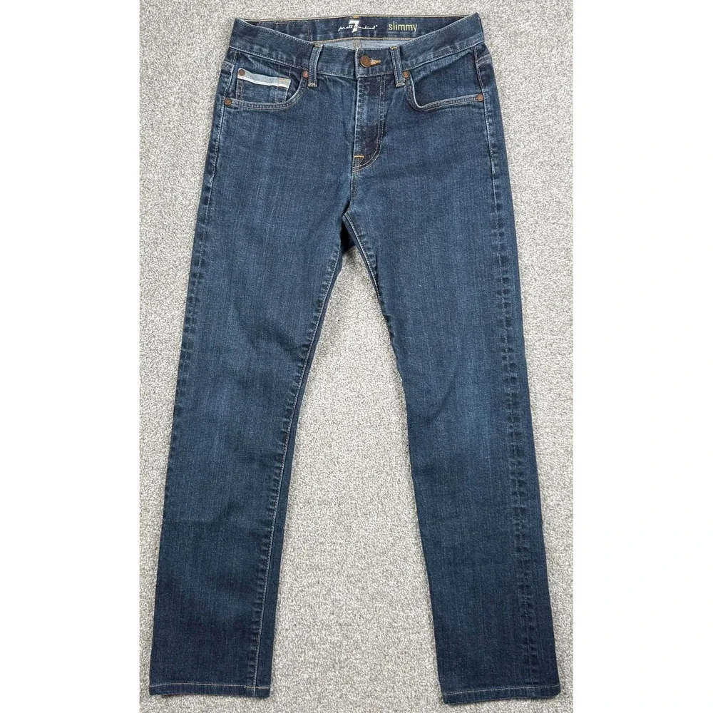 7 For All Mankind Slimmy Jeans Mens 29 Blue Stretch Slim Straight 29x30